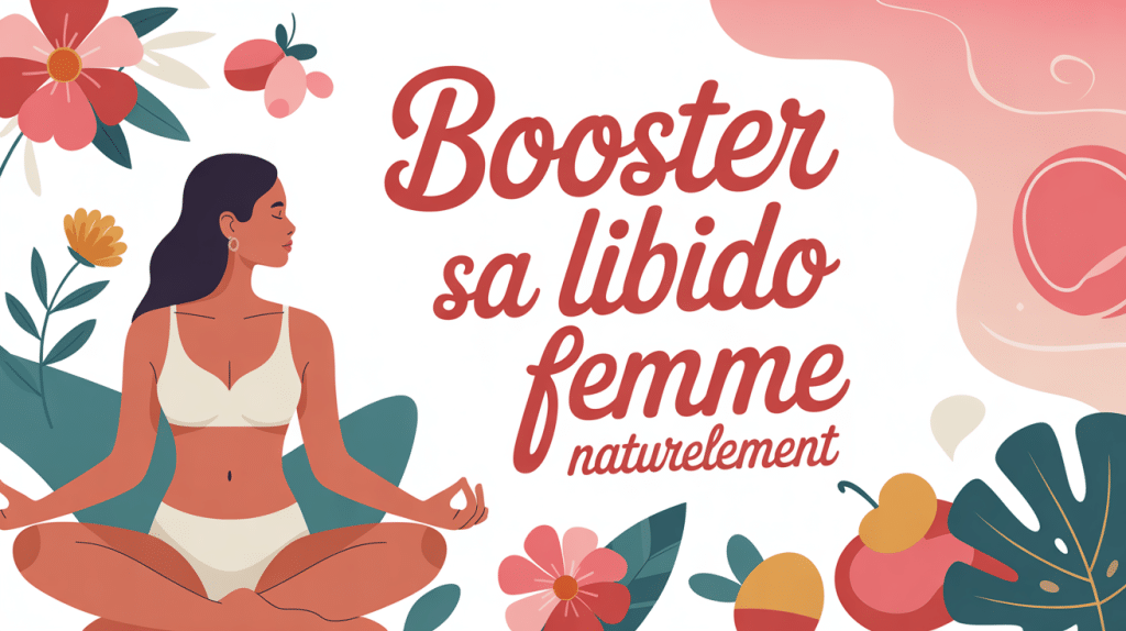 Illustration booster la libido femme avec éléments naturels