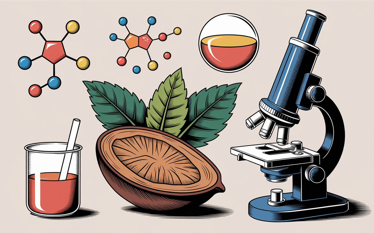 Illustration molécules scientifique chocolats aphrodisiaque