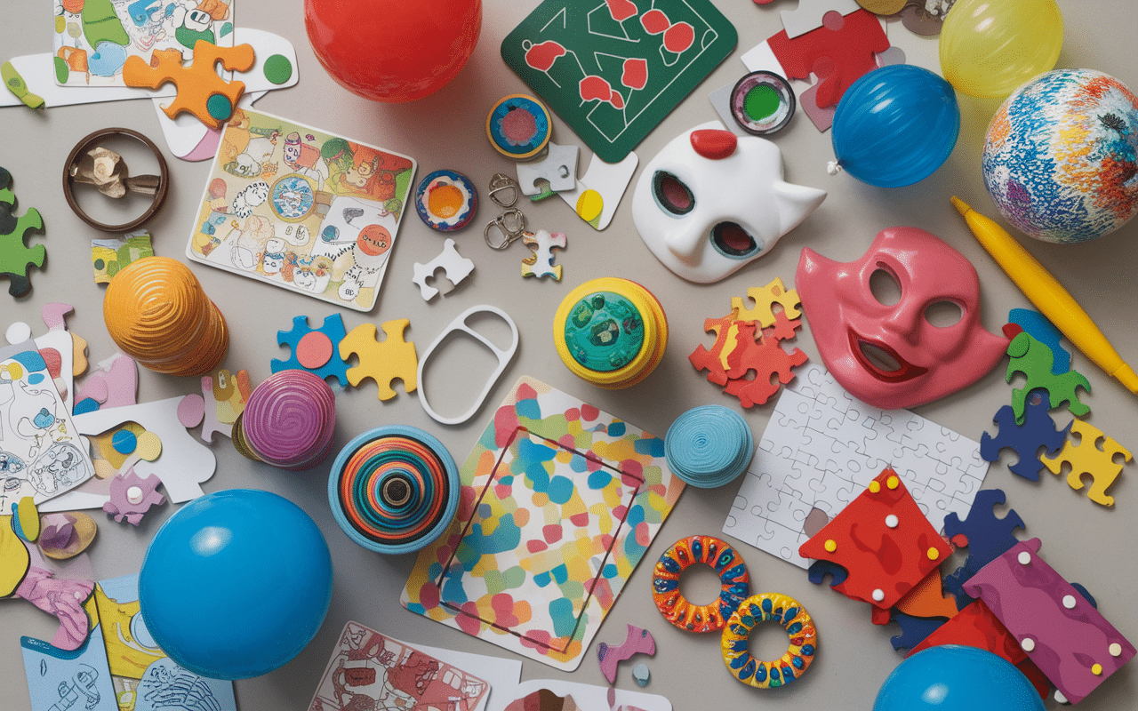 Objets variés pour jeux de couple ludiques et créatifs