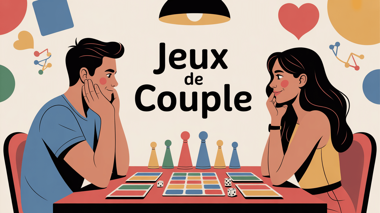 Couple jouant à des jeux de couple autour d'une table
