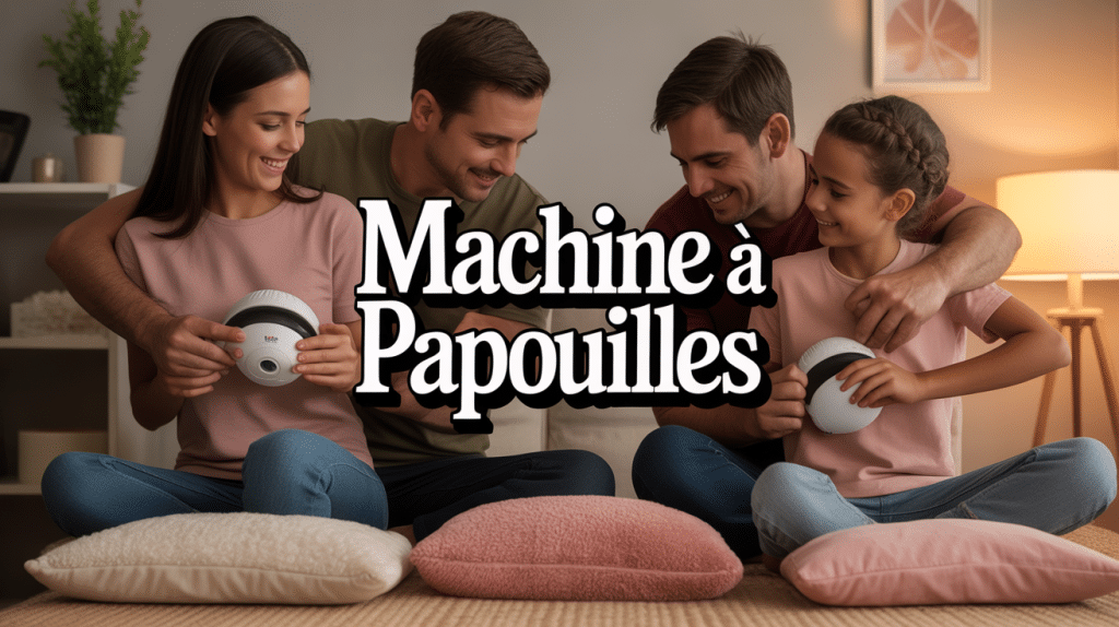 famille utilisant machine a papouilles bras ambiance detendue