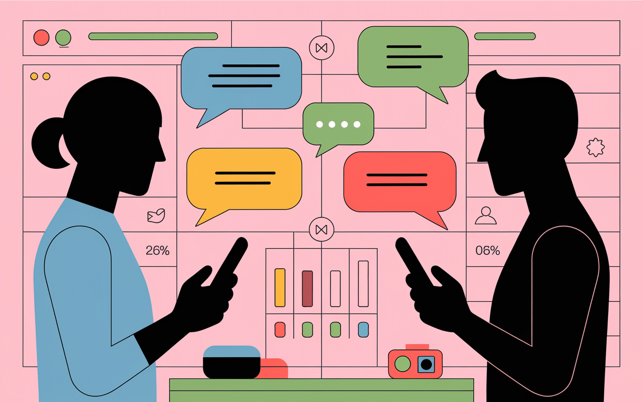 Silhouettes échange sextos smartphone