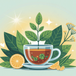 Illustration Bio The France perte de poids avec tasse de thé, thé vert, maté, pissenlit