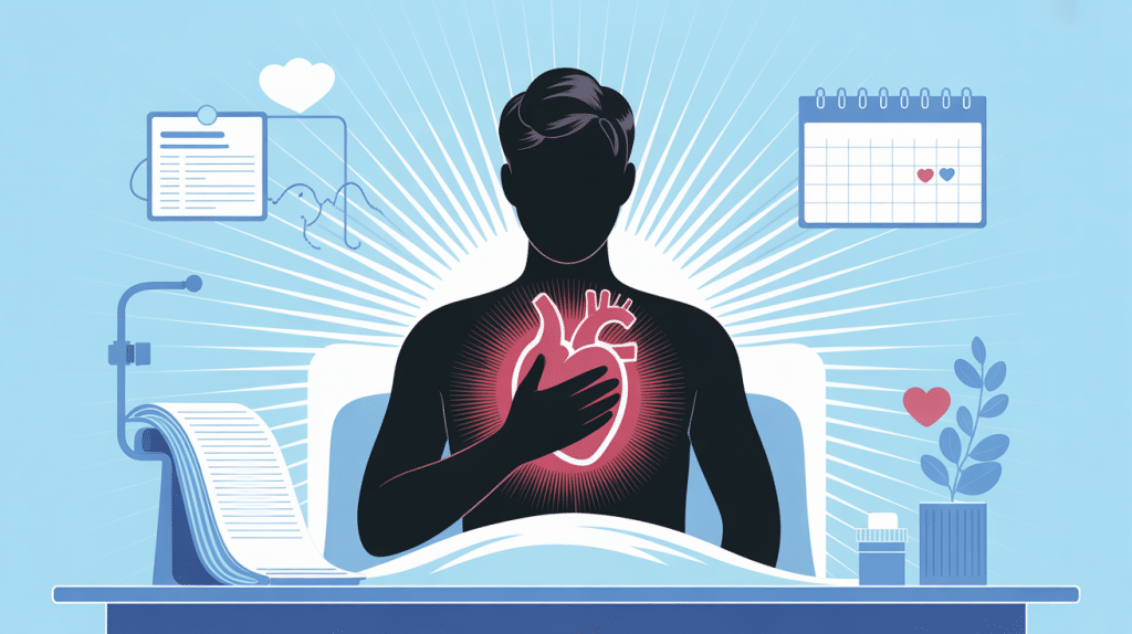 convalescence après pose défibrillateur illustration vectorielle patient apaisé