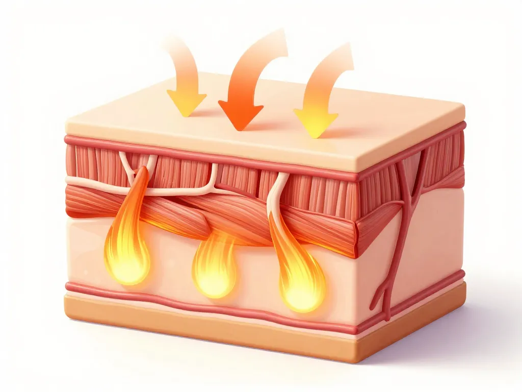 Crème chauffante pour les muscles schéma action chaleur muscle