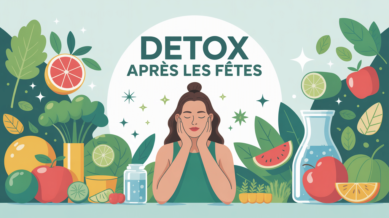illustration detox apres les fetes centrale fruits legumes et eau