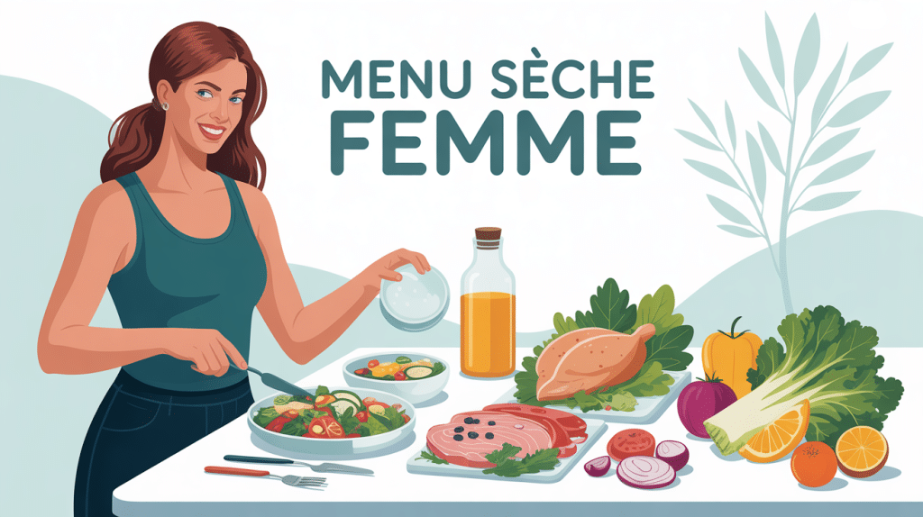 menu seche femme illustration aliments sains femme