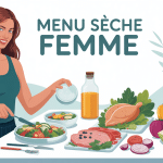 menu seche femme illustration aliments sains femme