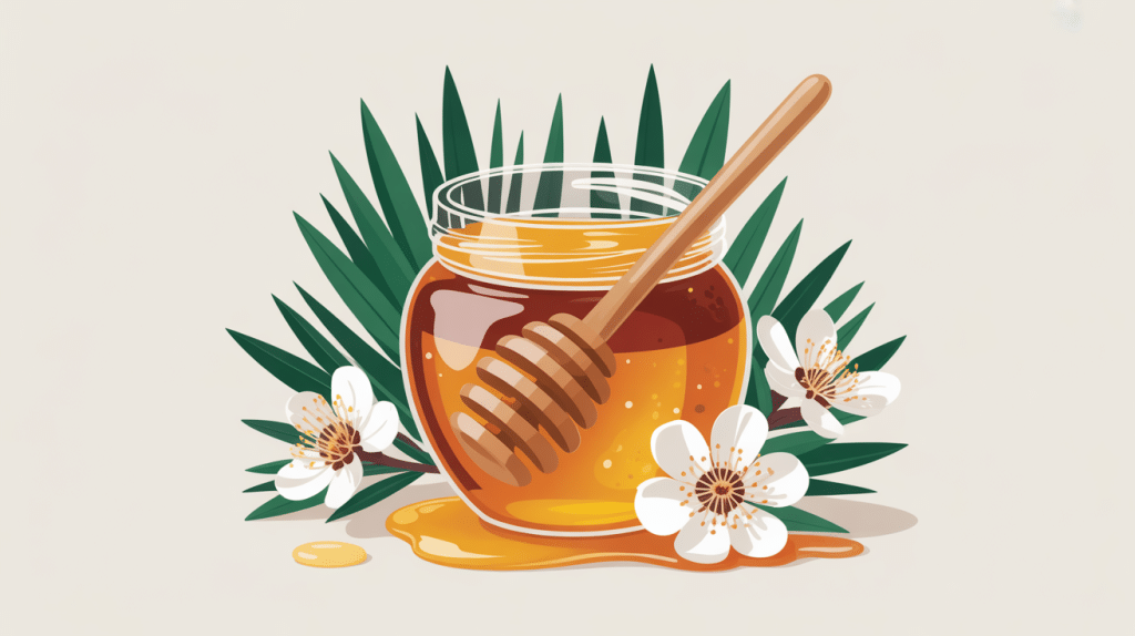 miel de manuka 15 bienfaits pot avec fleurs et cuillère