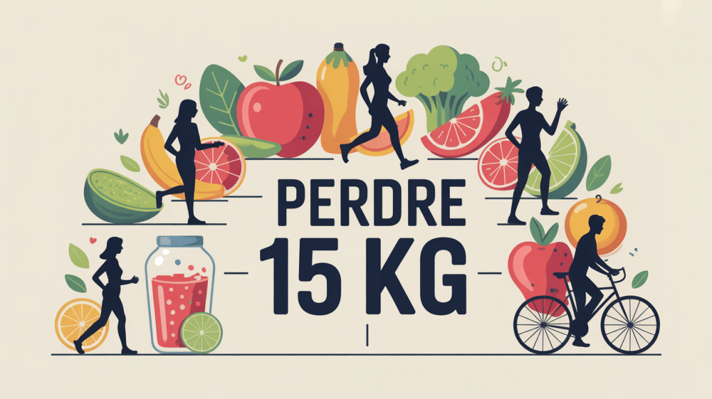 illustration parcours perte de 15 kg avec alimentation et sport