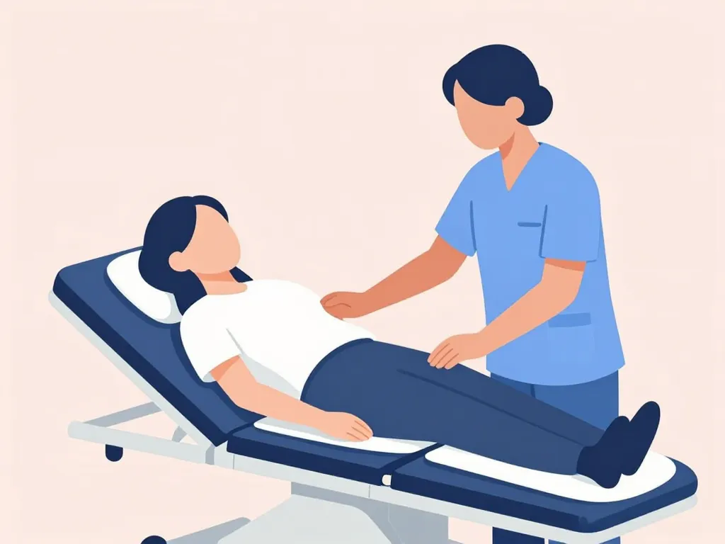 prelevement vag femme sur table gynecologique professionnel