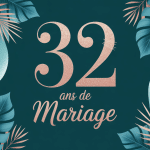 Illustration festive 32 ans de mariage noces cuivre et jaspe