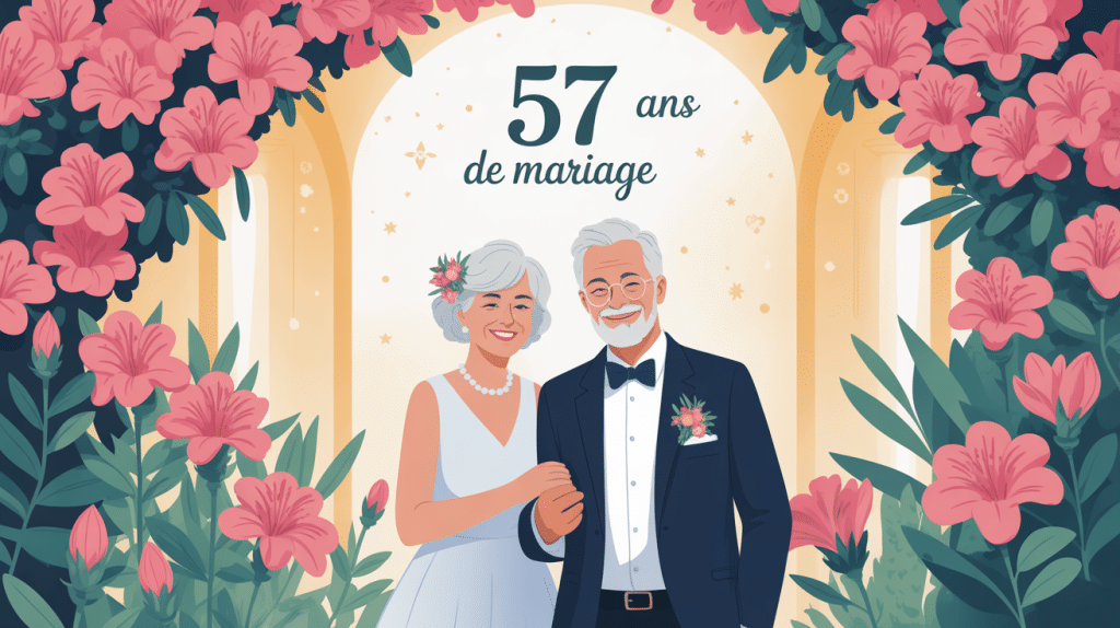 57 ans de mariage noces d'azalée illustration festive