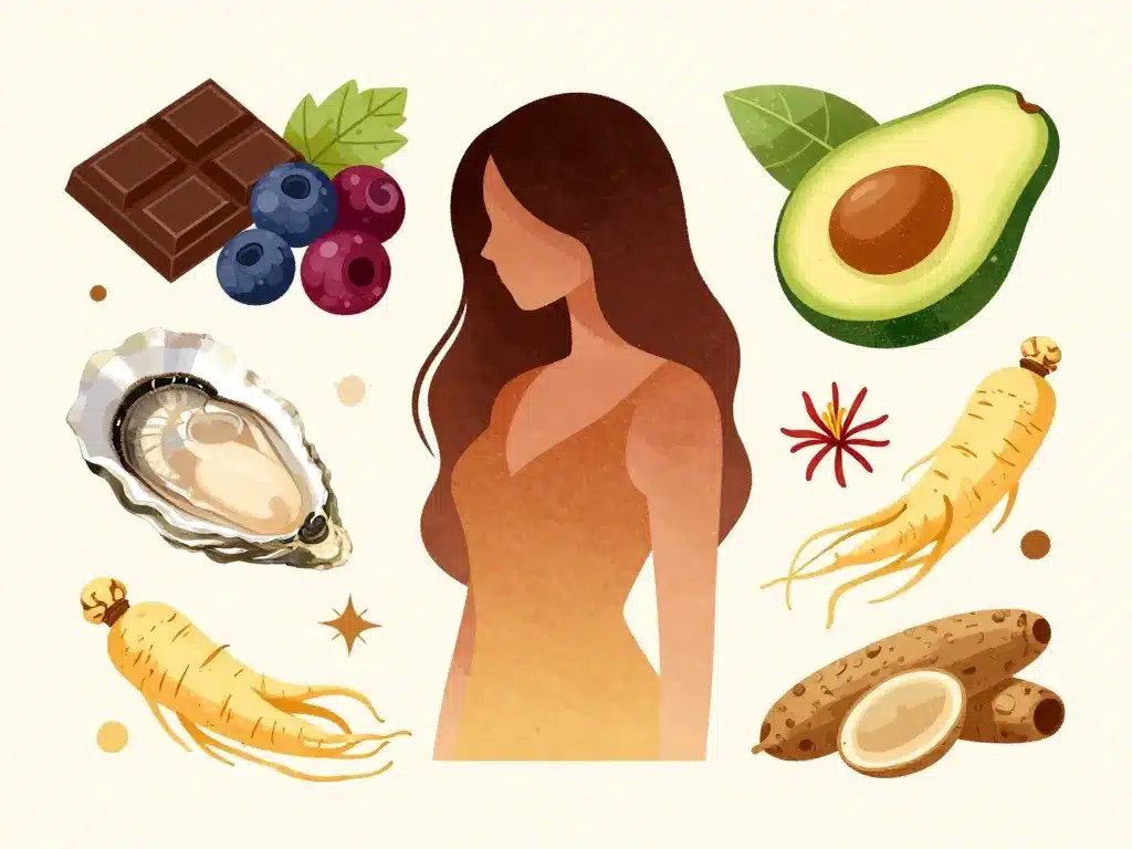 aliments et plantes aphrodisiaque pour les femmes illustration