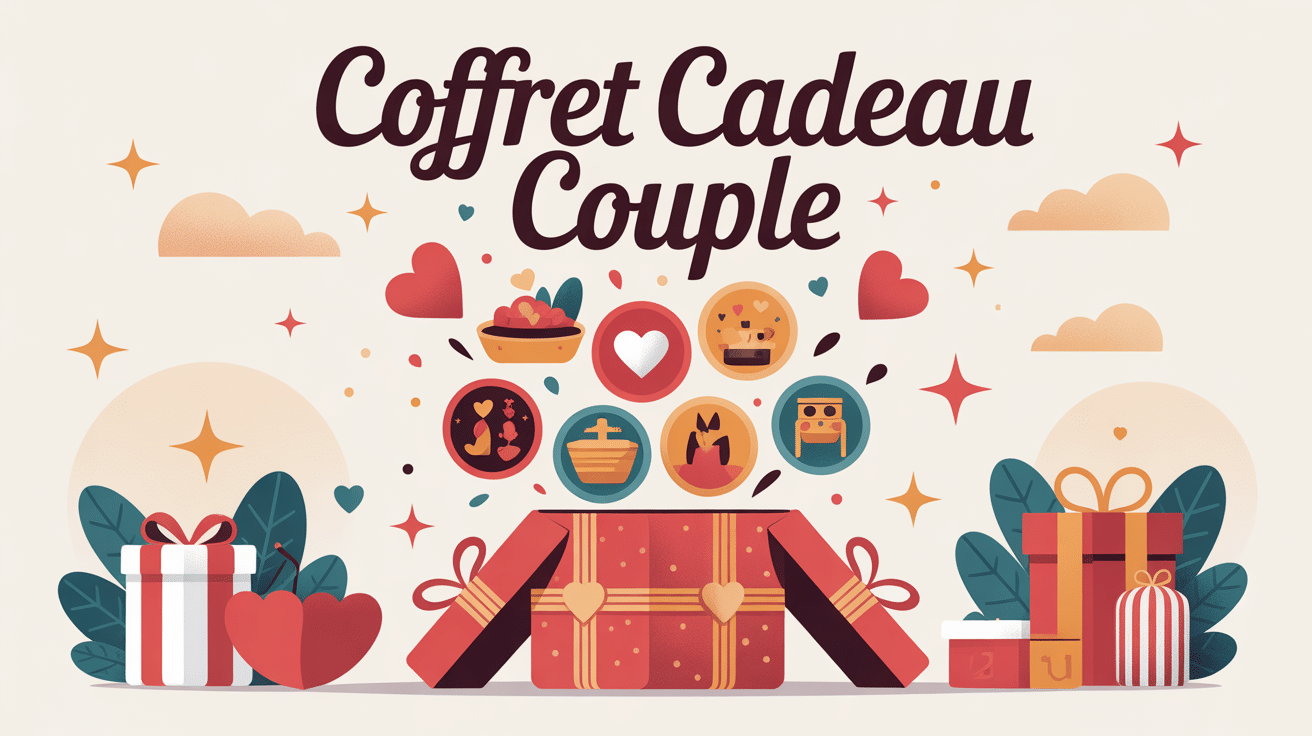 Illustration coffret cadeau couple experiences variées
