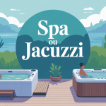 Différence entre spa et jacuzzi, illustration dans un jardin relaxation