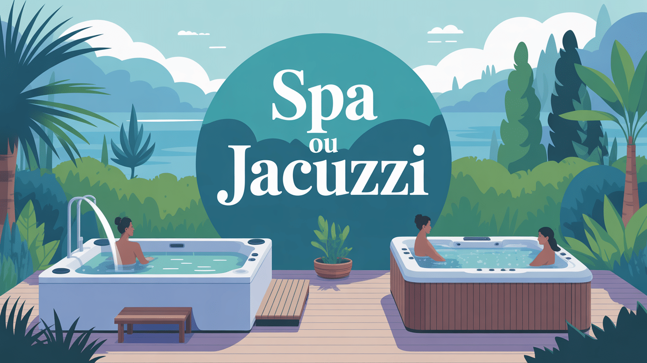 Différence entre spa et jacuzzi, illustration dans un jardin relaxation