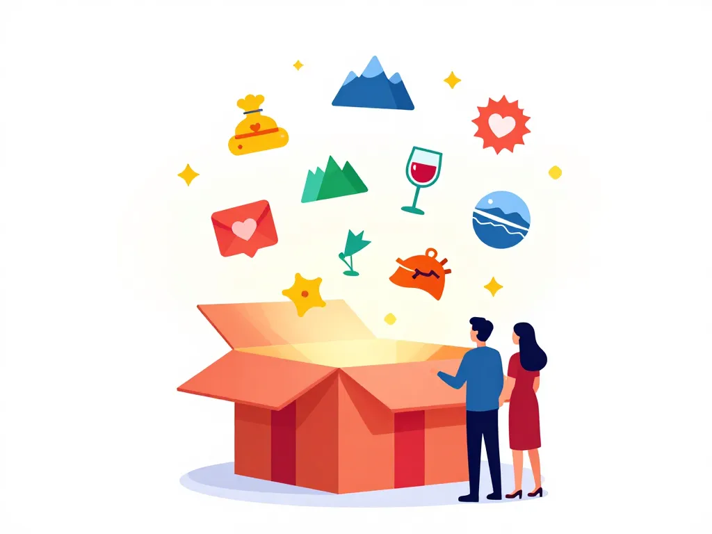 Coffret cadeau couple catégories symboles experiences