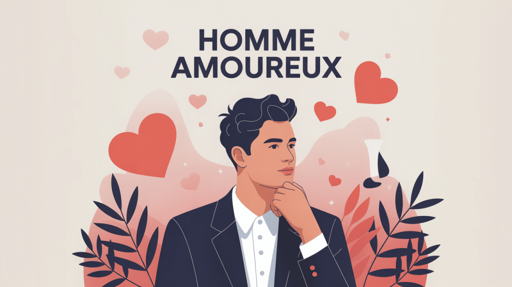Illustration homme amoureux stylisé réfléchissant à l'avenir