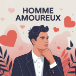 Illustration homme amoureux stylisé réfléchissant à l'avenir
