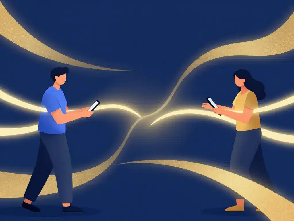 connexion amoureuse à distance, je t'aime mon amour, illustration stylisée