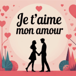 visuel de deux silhouettes se tenant la main, je t'aime mon amour