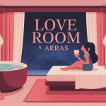 Couple dans une love room Arras spa privatif ambiance cocooning