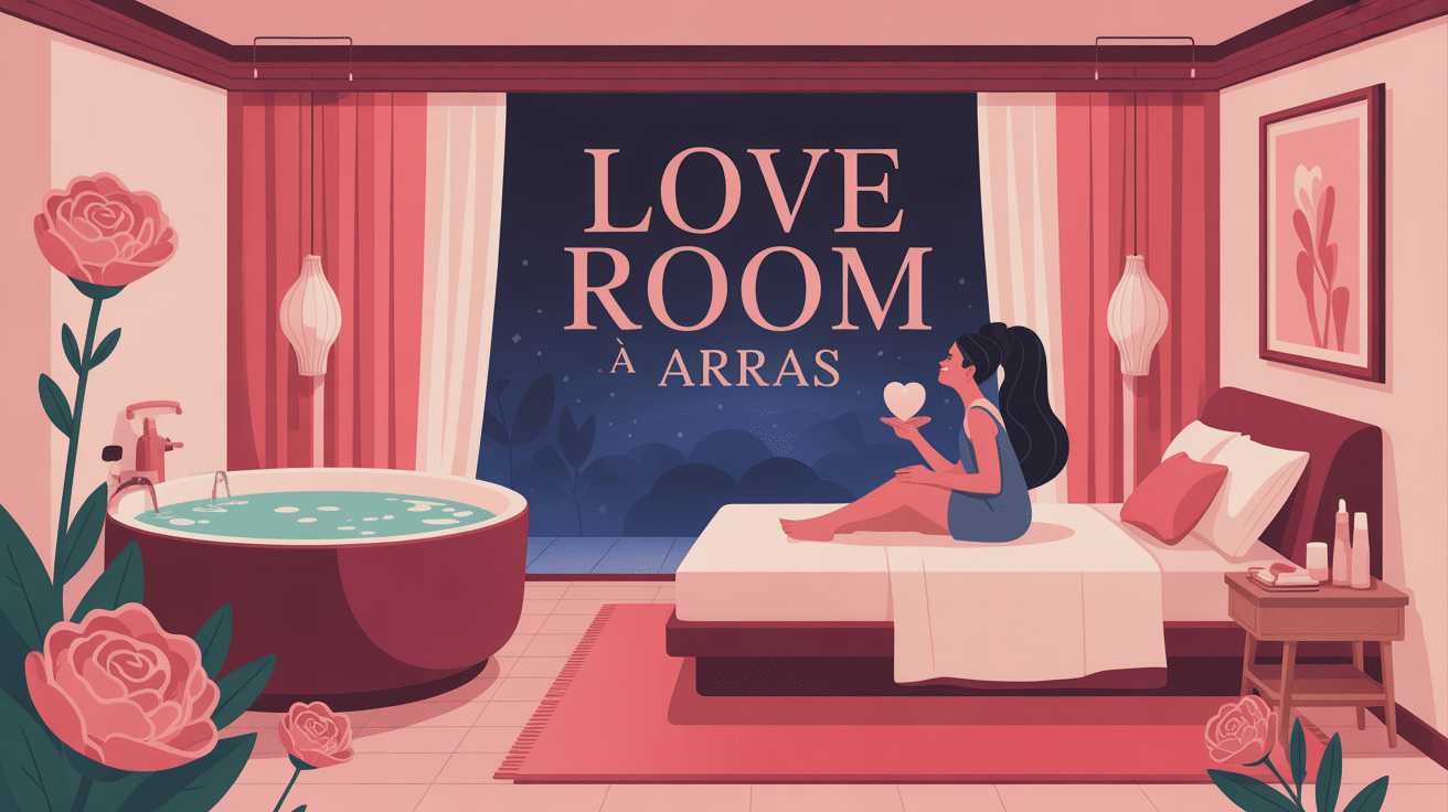 Couple dans une love room Arras spa privatif ambiance cocooning