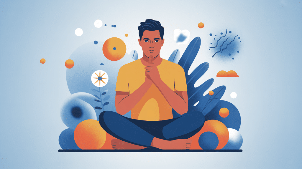 illustration perte de libido homme 40 ans, ambiance réflexion optimiste