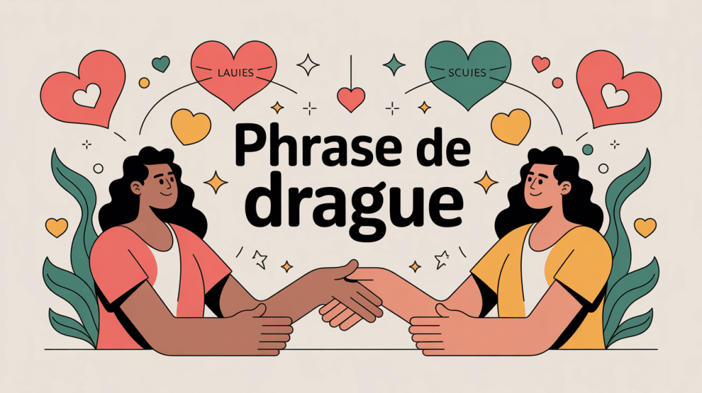 Illustration phrase de drague échange stylisé