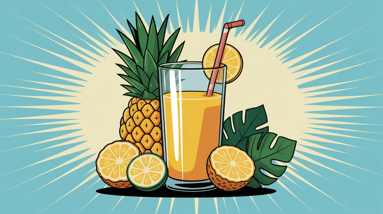 illustration stylisée jus d ananas bien être homme