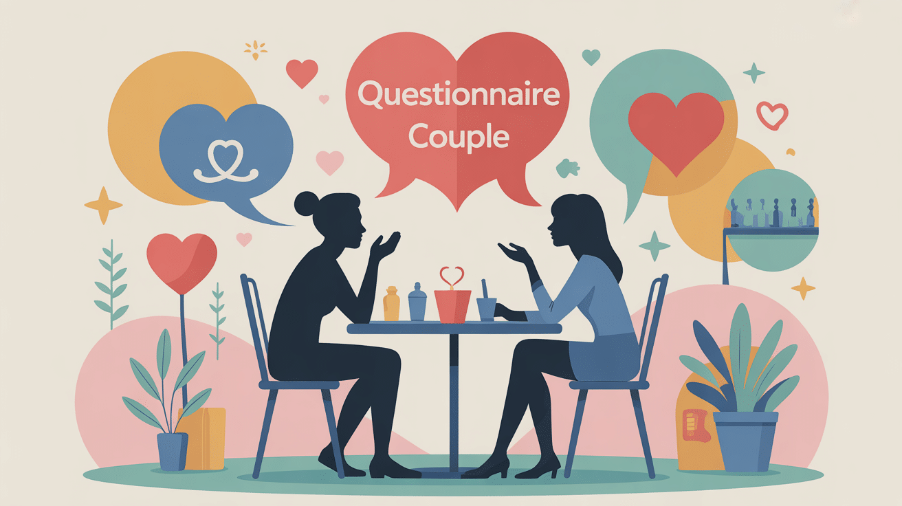 questionnaire couple illustration complicité table