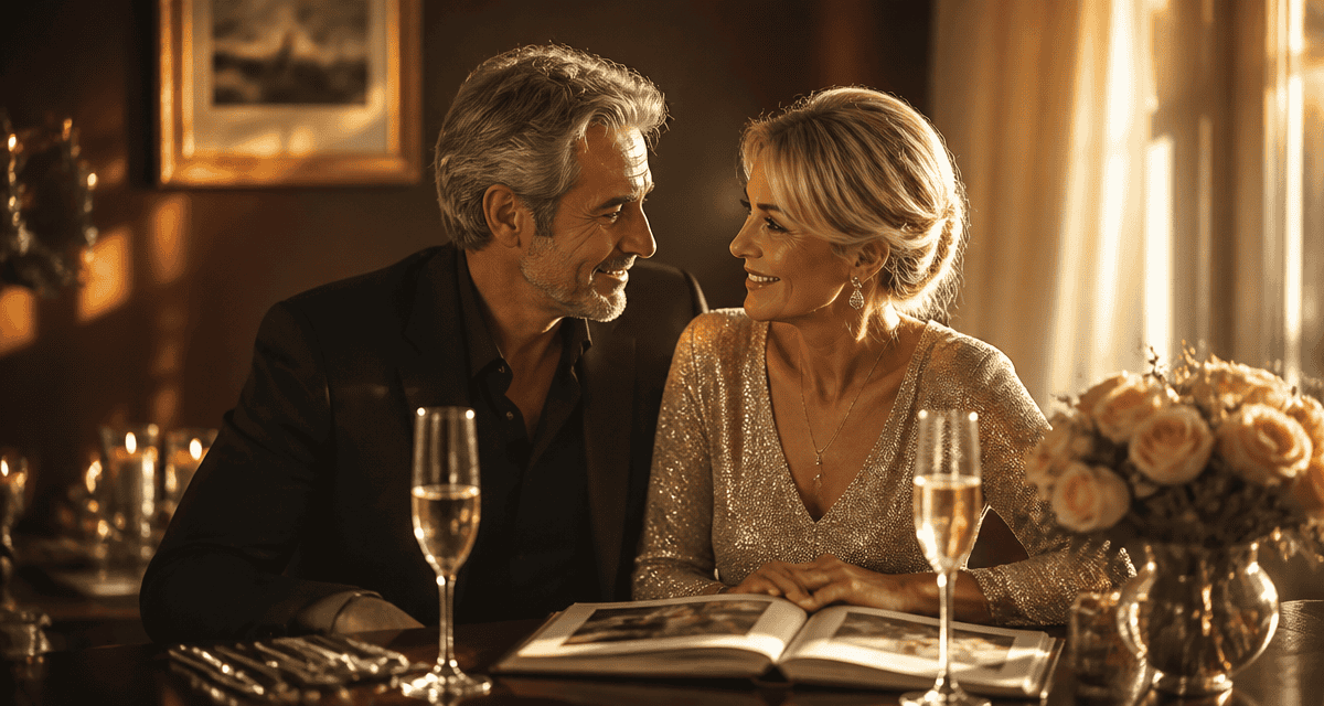 25 ans de mariage noce de argent couple à table