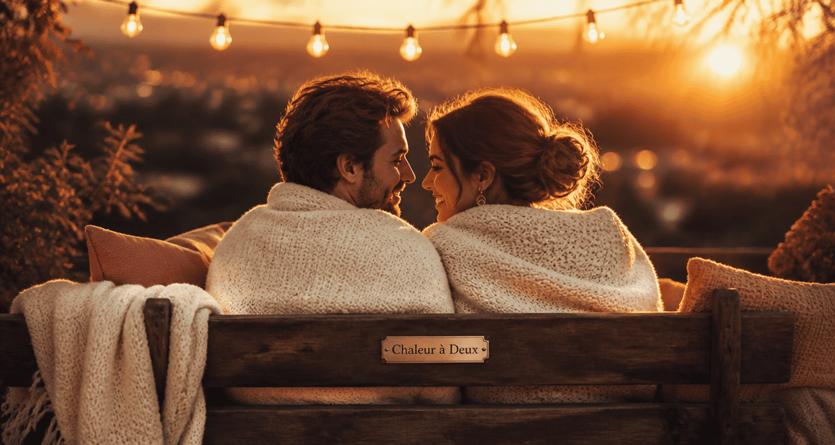 couple amoureux chaud sur banc au soleil