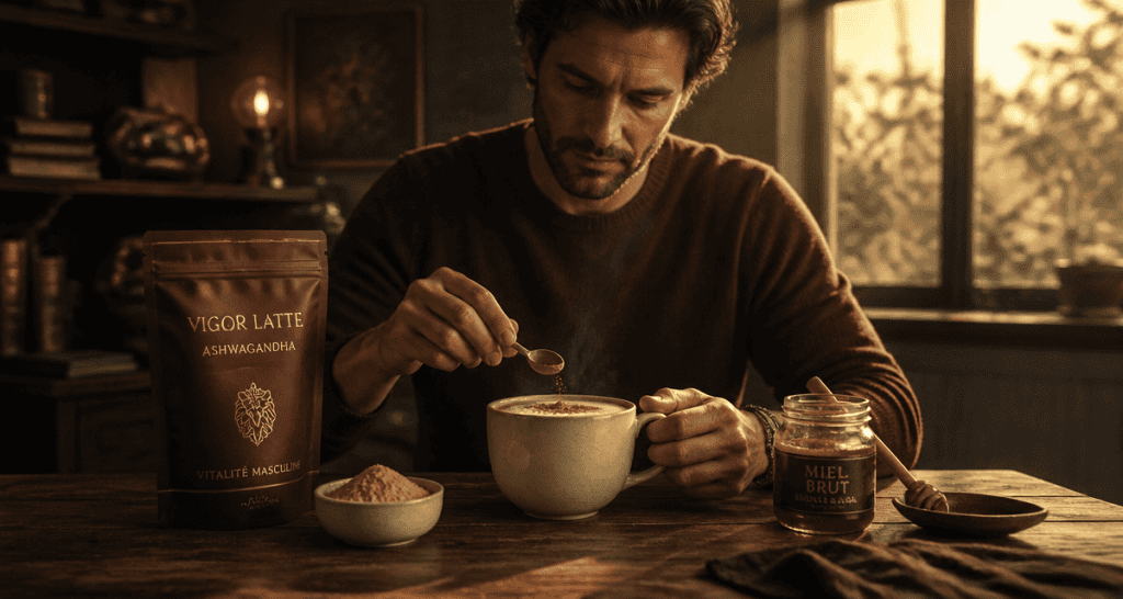 ashwagandha : bienfaits homme latte vitalité