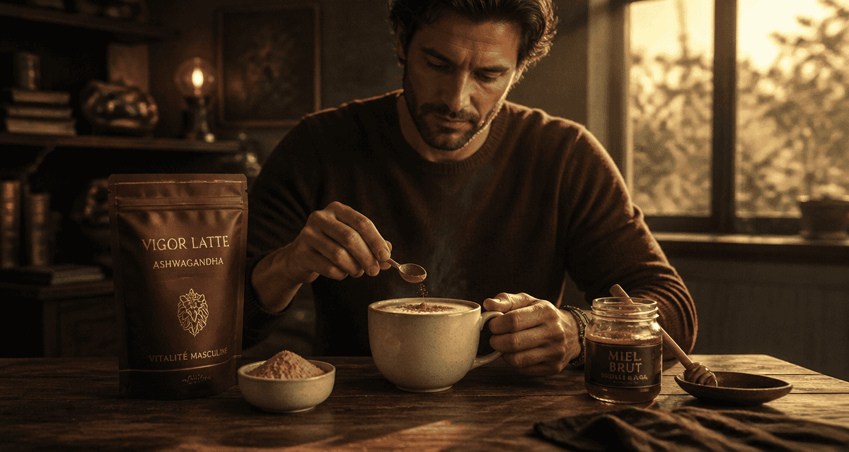 ashwagandha : bienfaits homme latte vitalité