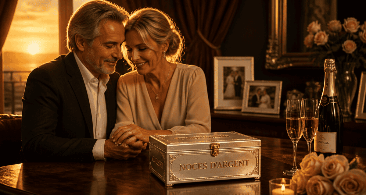 cadeau 25 ans de mariage couple coffret argent