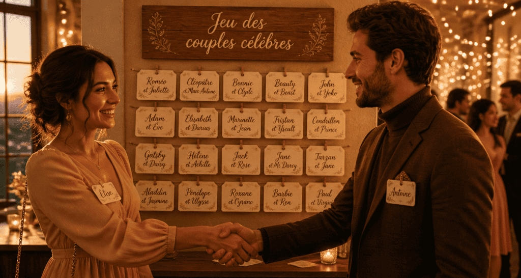 Couples célèbres rigolos jeu soirée badges