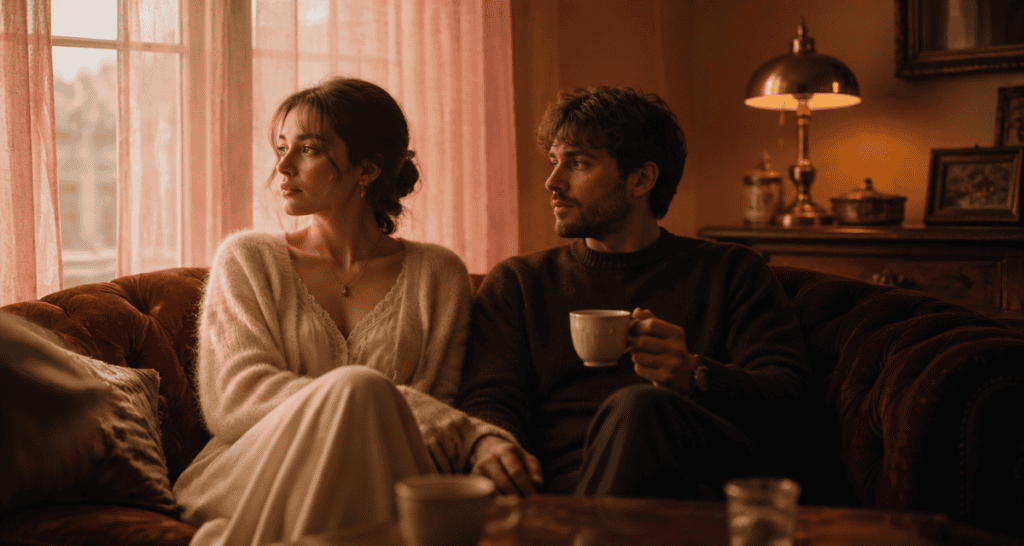 je suis bien avec elle mais pas amoureux couple assis canapé