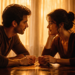 regard et amour entre couple à table