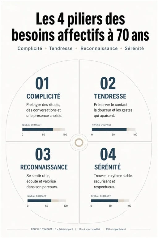 Infographie sur les besoins fondamentaux et attentes relationnelles des hommes de 70 ans