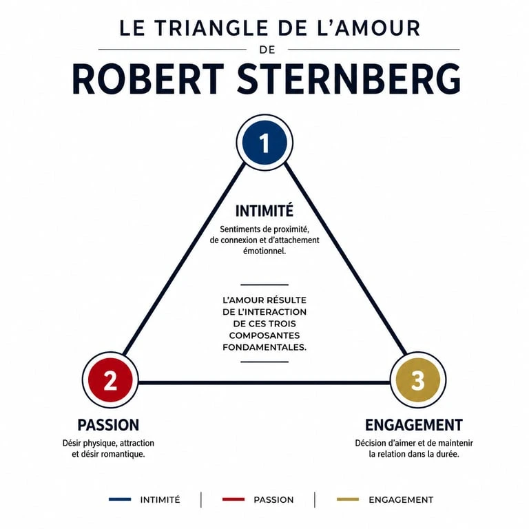 Schéma du triangle de l'amour de Sternberg pour comprendre la différence entre amour et désir dans le couple