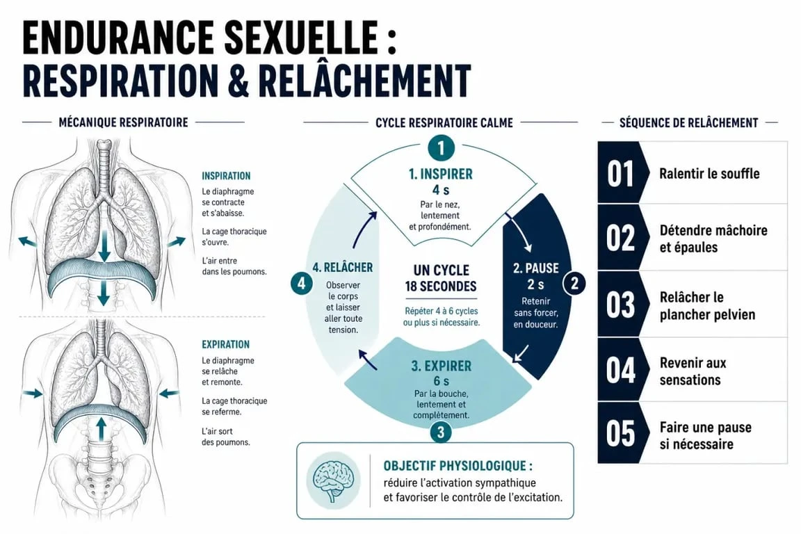 Infographie sur les techniques pour tenir plus longtemps au lit et améliorer son endurance sexuelle