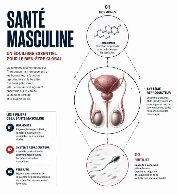 Schéma conceptuel du champ d'action de l'andrologie et de la santé masculine