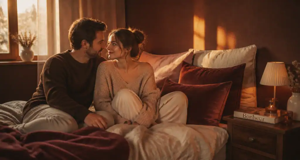 happiness sex couple regard complice