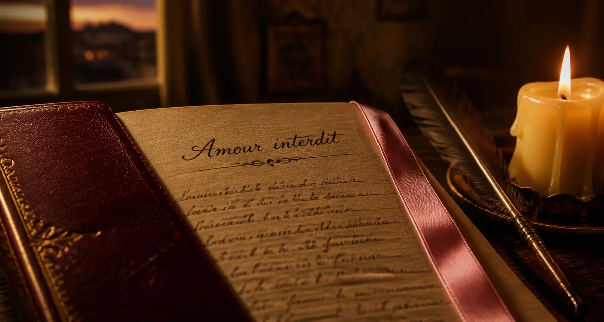 Poème amour interdit amant : carnet de poèmes, plume et bougie