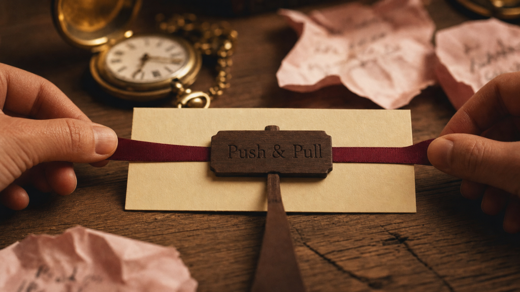 push a n d pull : deux rubans, conquête et emprise émotionnelle