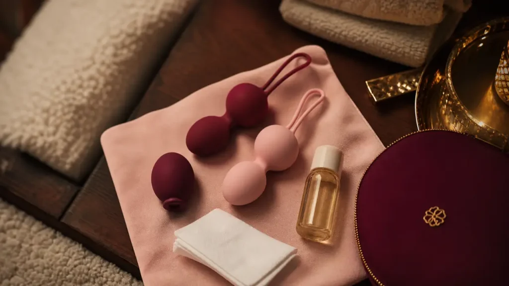 Boules geisha en silicone médical, ensemble d’hygiène