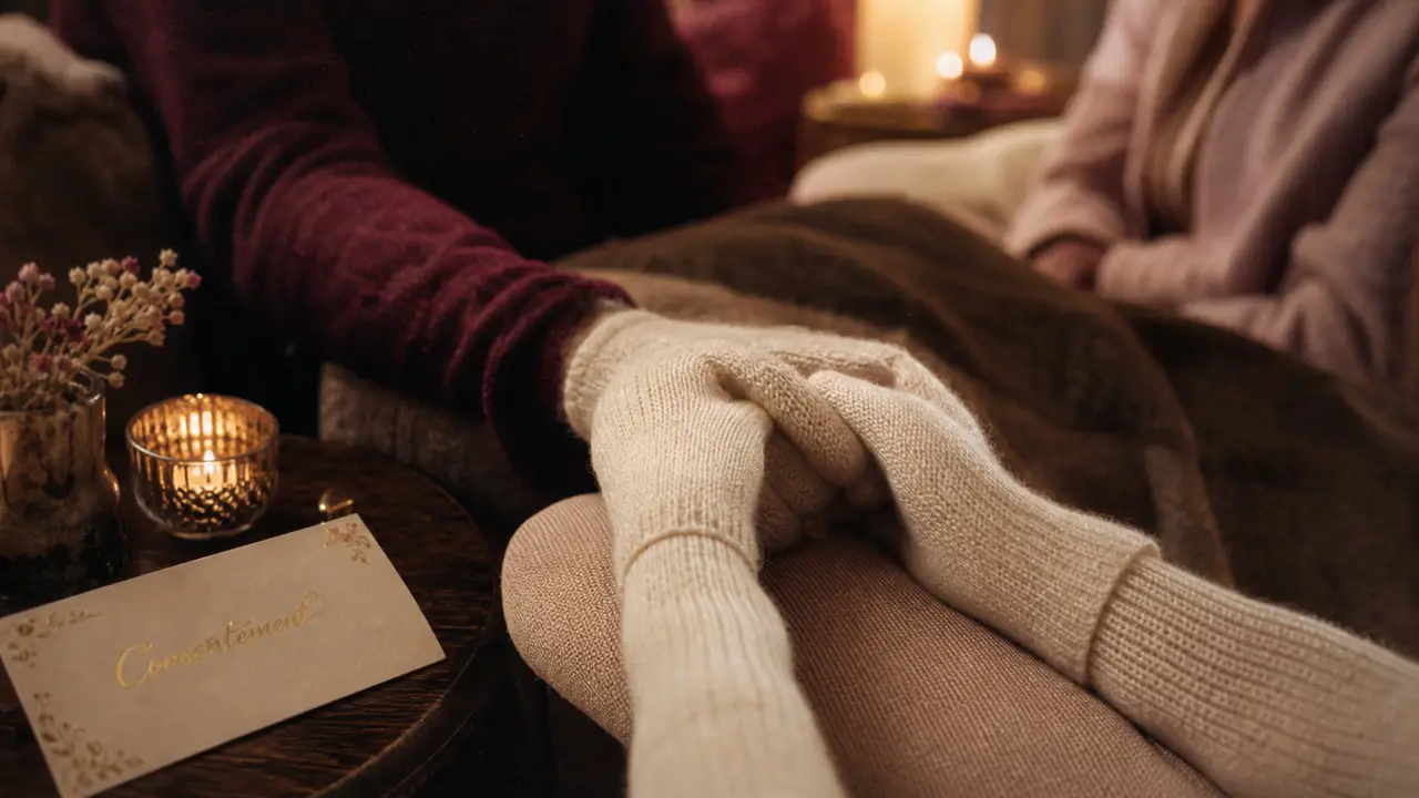 Calinothérapie : consentement avant la séance, mains délicates et ambiance cocooning