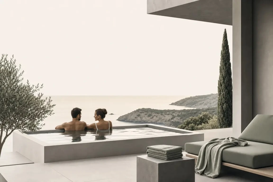 Week end naturiste en amoureux dans un cadre romantique avec spa extérieur et terrasse privative